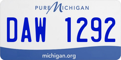 MI license plate DAW1292