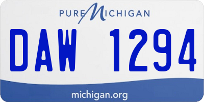 MI license plate DAW1294