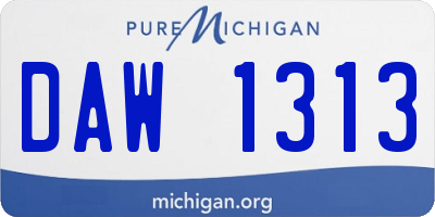 MI license plate DAW1313