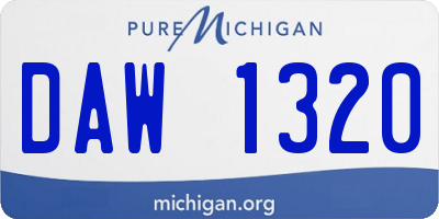 MI license plate DAW1320