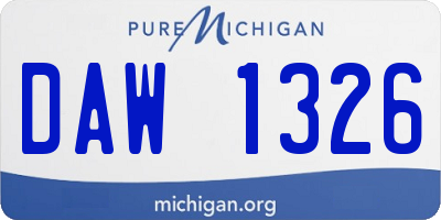 MI license plate DAW1326