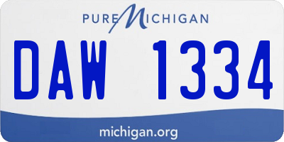 MI license plate DAW1334