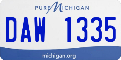 MI license plate DAW1335