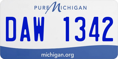 MI license plate DAW1342