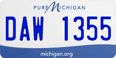 MI license plate DAW1355