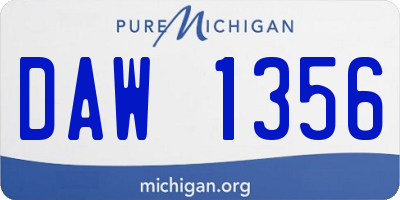 MI license plate DAW1356