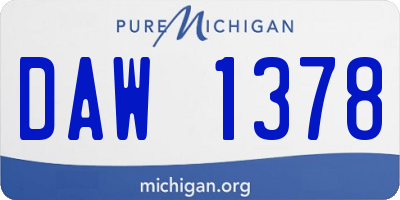 MI license plate DAW1378
