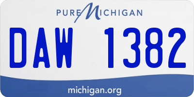 MI license plate DAW1382