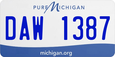 MI license plate DAW1387