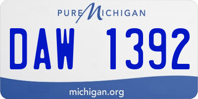 MI license plate DAW1392