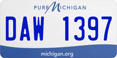 MI license plate DAW1397