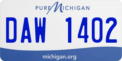 MI license plate DAW1402