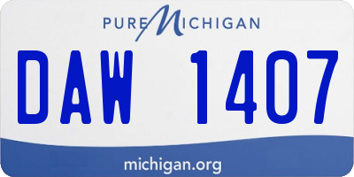 MI license plate DAW1407