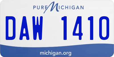 MI license plate DAW1410
