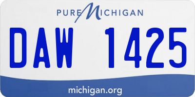 MI license plate DAW1425