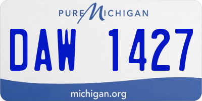 MI license plate DAW1427