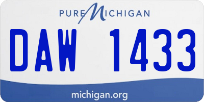 MI license plate DAW1433