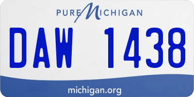 MI license plate DAW1438
