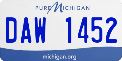 MI license plate DAW1452