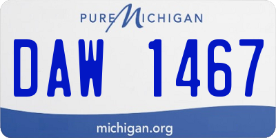 MI license plate DAW1467