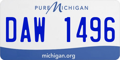 MI license plate DAW1496