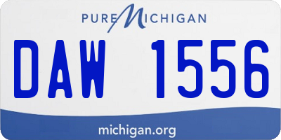 MI license plate DAW1556