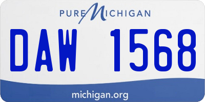 MI license plate DAW1568