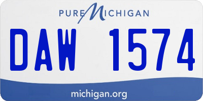 MI license plate DAW1574