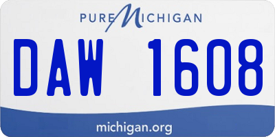 MI license plate DAW1608