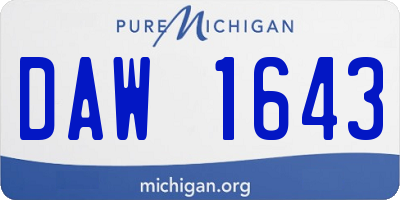 MI license plate DAW1643