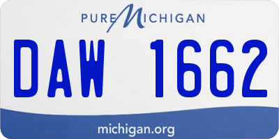 MI license plate DAW1662