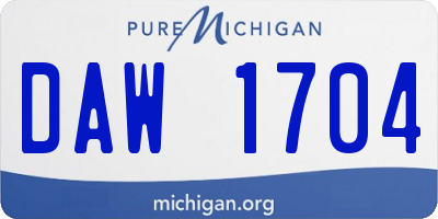 MI license plate DAW1704