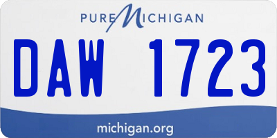 MI license plate DAW1723