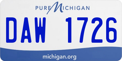 MI license plate DAW1726