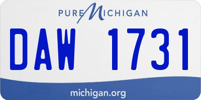 MI license plate DAW1731