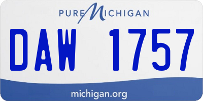 MI license plate DAW1757