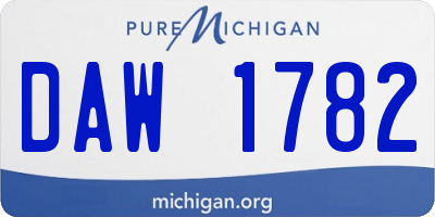 MI license plate DAW1782