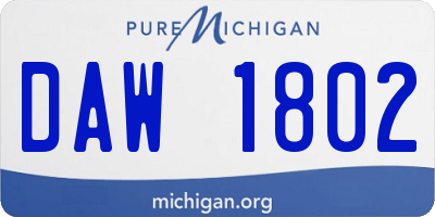 MI license plate DAW1802