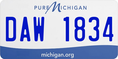 MI license plate DAW1834