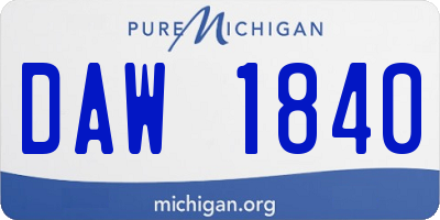 MI license plate DAW1840