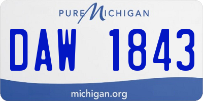 MI license plate DAW1843