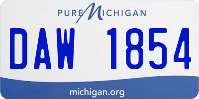 MI license plate DAW1854