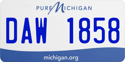 MI license plate DAW1858