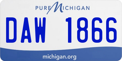 MI license plate DAW1866
