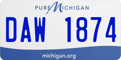 MI license plate DAW1874