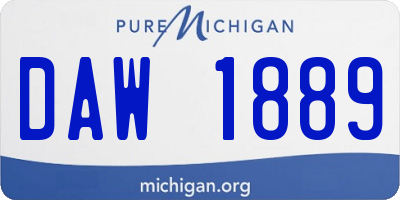 MI license plate DAW1889