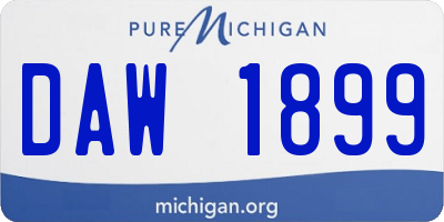 MI license plate DAW1899