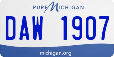 MI license plate DAW1907