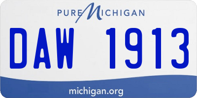 MI license plate DAW1913
