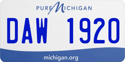 MI license plate DAW1920